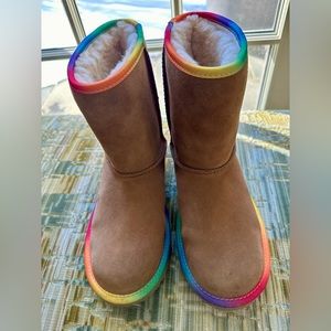 Classic Short Rainbow Ugg Boots in Chestnut